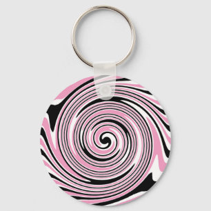 Roze en zwarte draaimolen sleutelhanger