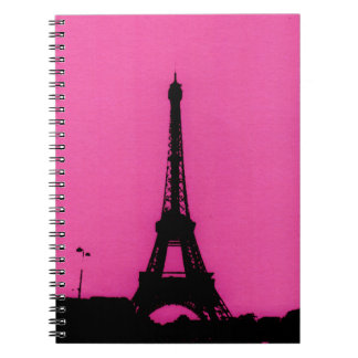 Roze en zwarte Eiffeltower-laptop Notitieboek