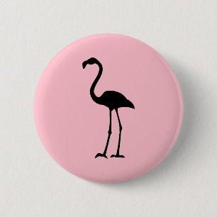 Roze en zwarte Flamingo Ronde Button 5,7 Cm