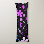 Roze en zwarte Floral Print Body Pillow Lichaamskussen (Achterkant (Verticaal))