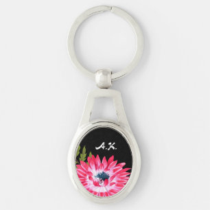 Roze en zwarte Florenz met Initialen van Monogram Sleutelhanger