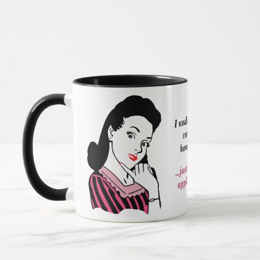 Roze en zwarte Funny Housework Concept Mok (Links)