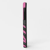 Roze en zwarte gedrukte Zebra Glitter & Bow Case-Mate iPhone Case (Achterkant/links)