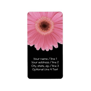 Roze en Zwarte Gerbera Daisy Vertical Adres Etiket