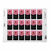 Roze en Zwarte Gerbera Daisy | Verticale Ansichtka Etiket (Full Sheet)