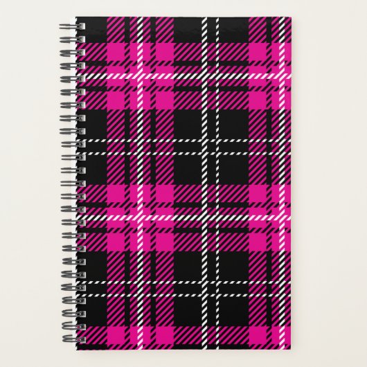 Roze en Zwarte Geruite Planner Notitieboek (Voorkant)