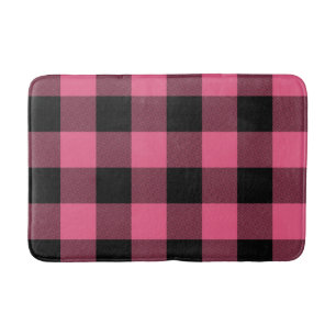Roze en zwarte geruite vierkanten Buffalo Plaid Badmat
