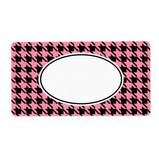 Roze en zwarte Gingham Label (Voorkant)