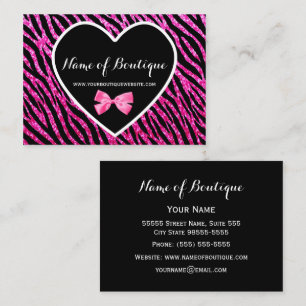 Roze en Zwarte Glam Zebra FAUX Glitz Boetiek Visitekaartje