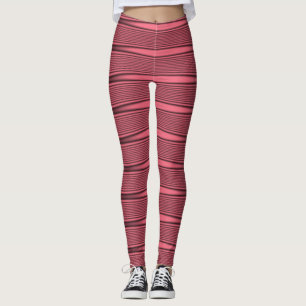 Roze en Zwarte Golvende Lijnen Leggings