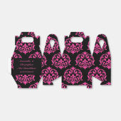 Roze en zwarte gotische damast patroon bruiloft bedankdoosjes (Uitgevouwen)