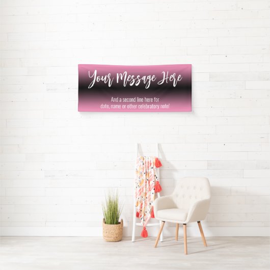 Roze en zwarte gradiënt Ombre Voeg je aangepaste t Spandoek (Insitu)