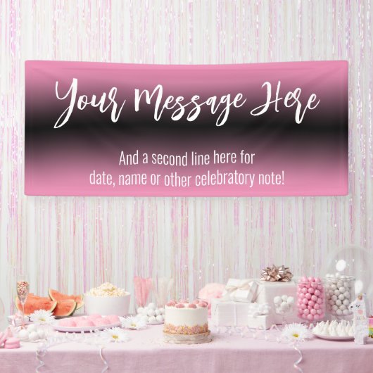 Roze en zwarte gradiënt Ombre Voeg je aangepaste t Spandoek (Feest)