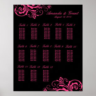Roze en zwarte Grafiek met laagse kleuring Poster