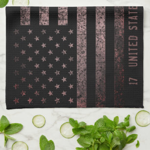 Roze en Zwarte Grunge Amerikaanse vlag Theedoek