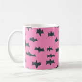 Roze en zwarte halloween vleermuizen koffiemok (Links)
