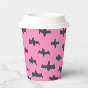 Roze en zwarte halloween vleermuizen papieren bekers