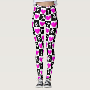 ROZE EN ZWARTE HART GYMNASTIEK LEGGINGS