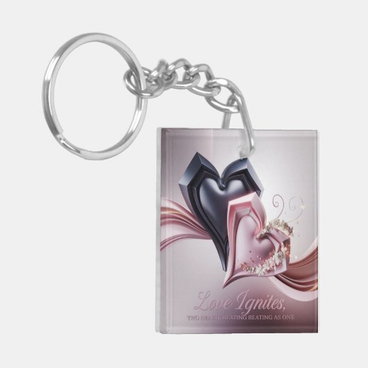 Roze en zwarte hart sleutelhanger (Voorkant Links)