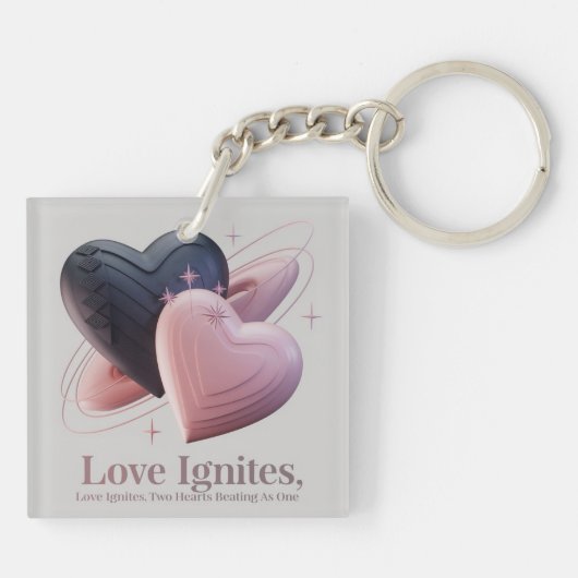 Roze en zwarte hart sleutelhanger (Achterkant)