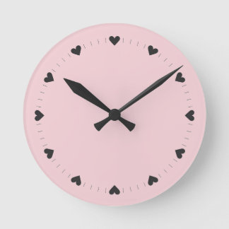 Roze en Zwarte Hart Vinkjes Muur Ronde Klok