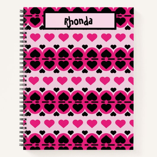 Roze en zwarte harten notitieboek (Voorkant)