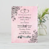 Roze en zwarte harten Weddenschappen Kaart (Staand voorkant)