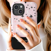 Roze en Zwarte Hemel Maanscript Naam Case-Mate iPhone Case