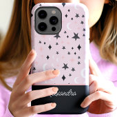 Roze en Zwarte Hemel Maanscript Naam Case-Mate iPhone Case