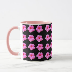 Roze en zwarte hibiscus-ventilator, Mok met combok