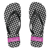 Roze en zwarte inktvlek met zwart opschrift teenslippers (Voetbed)