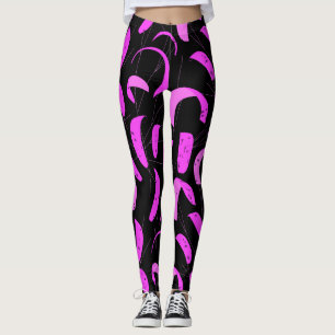 Roze en Zwarte Kiteboarding Sails Patroon Kites Leggings