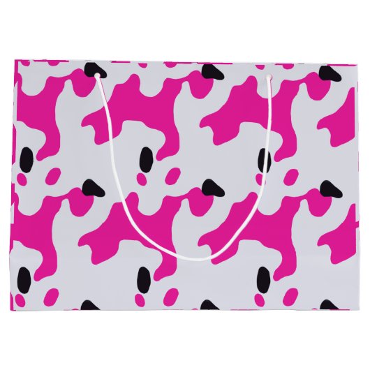 Roze en Zwarte Koe Print Pattern Groot Cadeauzakje (Achterkant)