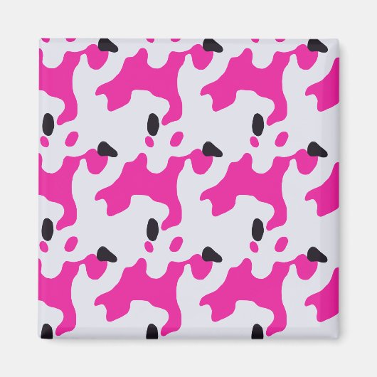 Roze en Zwarte Koe Print Pattern Magneet (Voorkant)