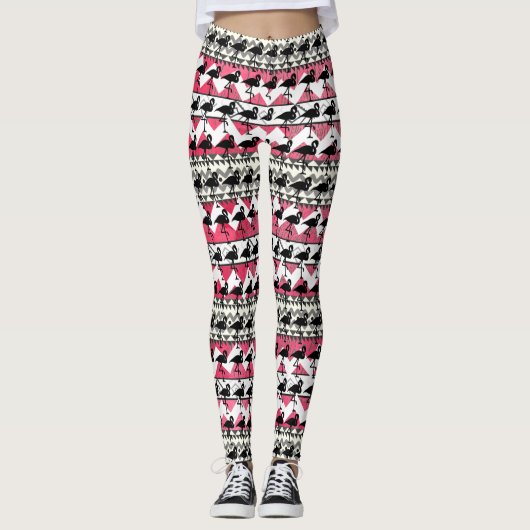 Roze en zwarte Leggings van het Patroon Aztec (Voorkant)