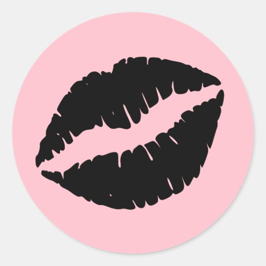 Roze en zwarte Lips Ronde Sticker (Voorkant)