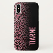 Roze en zwarte luipaard Afdrukken Aangepaste naam  Case-Mate iPhone Case (Achterkant)