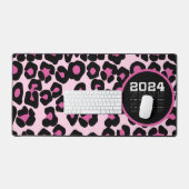 Roze en zwarte luipaard afdrukpatroon bureaumat (Keyboard & Muis)