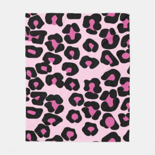 Roze en zwarte luipaard afdrukpatroon fleece deken