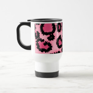 Roze en zwarte luipaard printpatroon. reisbeker
