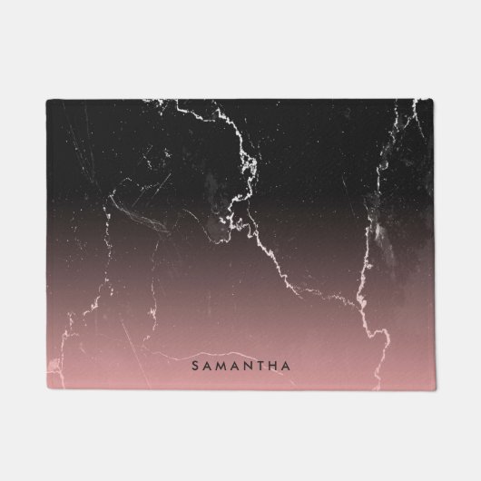 Roze en zwarte marmer deurmat (Voorkant)