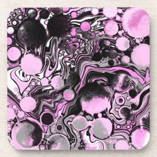 Roze en zwarte marmer Fluid Art Cells Modern Bier Onderzetter