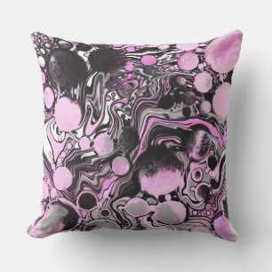 Roze en zwarte marmer Fluid Art Cells Modern Buitenkussen