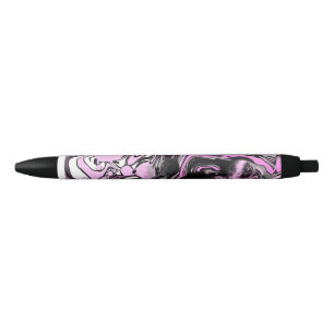 Roze en zwarte marmer Fluid Art Cells Modern Inkt Pen