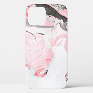 Roze en zwarte marmer textuur. Handtekening iPhone 12 Hoesje