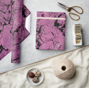 roze en zwarte marmeren abstract ontwerp cadeaupapier