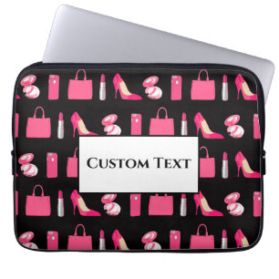 Roze en zwarte meisjes ontwerpen laptop sleeve