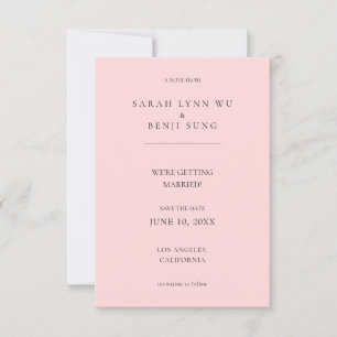 Roze en zwarte minimalistische moderne 2 V2 sparen Save The Date