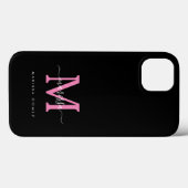 Roze en zwarte minimalistische monogram - Aangepas Case-Mate iPhone Case (Achterkant (horizontaal))