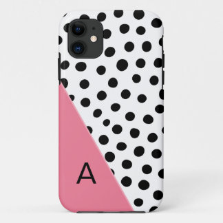 Roze en zwarte monogram iPhone 11 hoesje